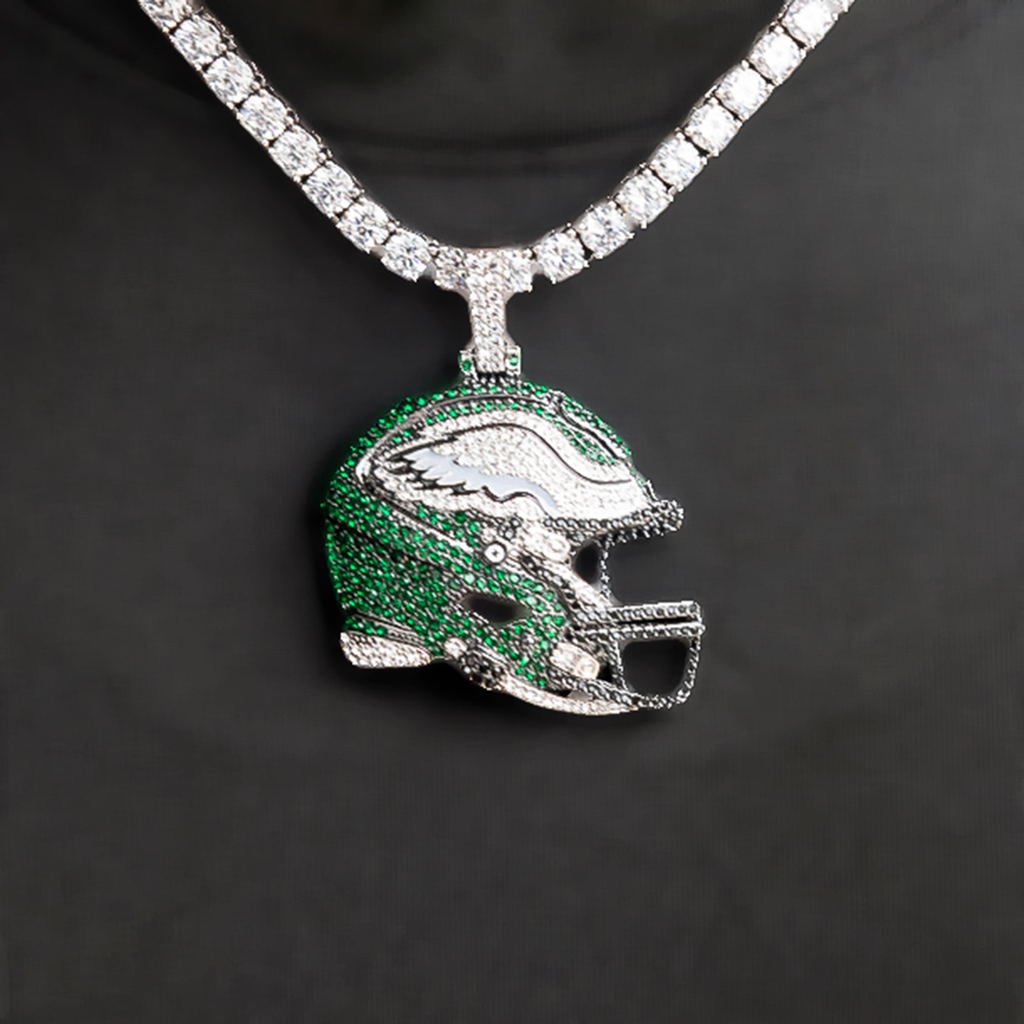 2025 Philadelphia Eagles Team Helmet Pendant - White Gold